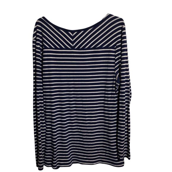 Old Navy Women's Blue Stripe Stretch Crew Neck Long Sleeves Henley Shirt Small - Picture 3 of 8